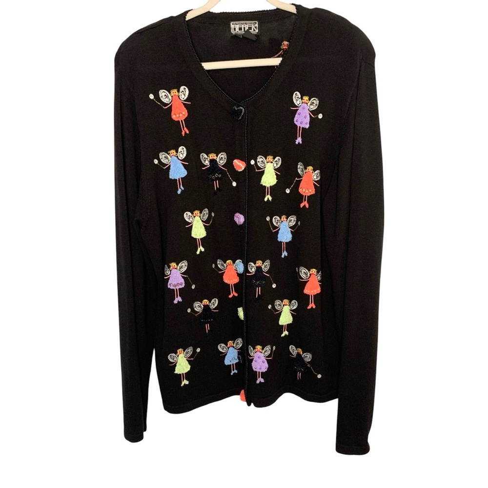 Berek Extra Large XL Fairy Themed Quirky Cotton Blend Cardigan Sweater